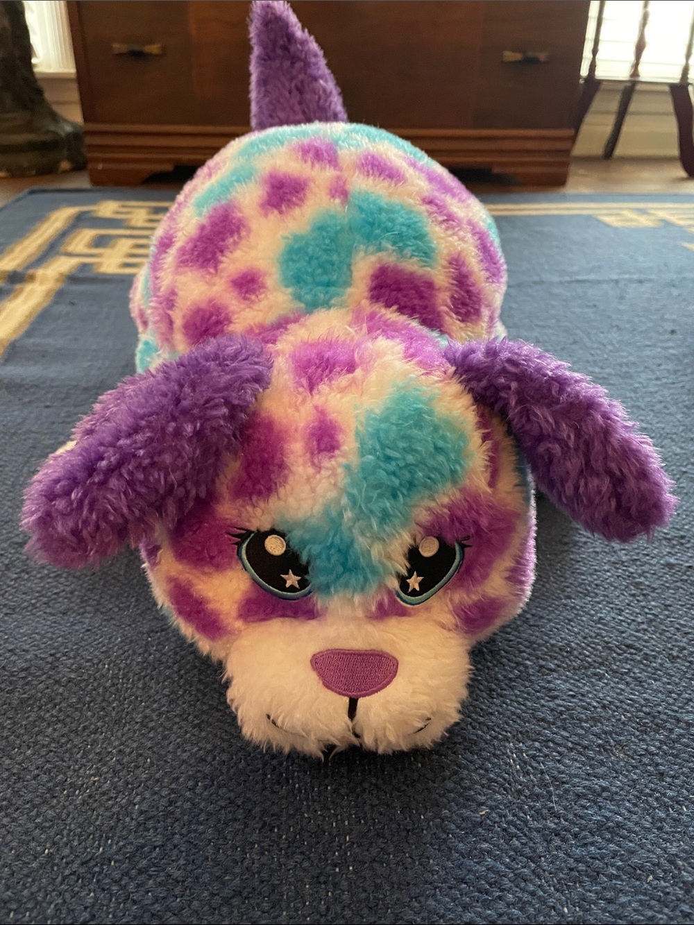 Hug a pet Colorful Purple, Teal & Cream Spotted Puppy Plush Toy